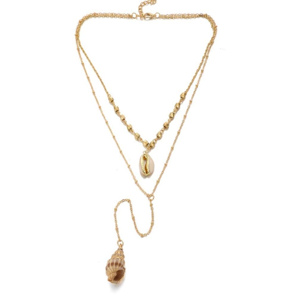 Layer Cowrie Under The Sea Shell Drop Necklace - Picture 2 of 5
